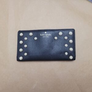 Kate Spade Black Wallet with Pearl Accents